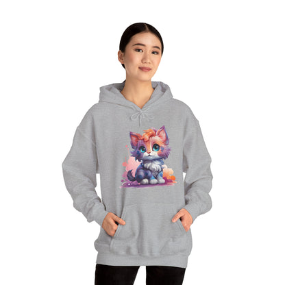 Cute Watercolor Kitten Hoodie — Adorable Colorful Cat Graphic Sweatshirt