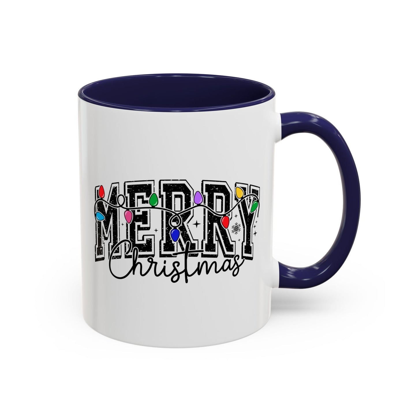 Merry Christmas Accent Coffee Mug – Holiday Lights Festive Ceramic Mug (11/15 oz)