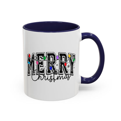 Merry Christmas Accent Coffee Mug – Holiday Lights Festive Ceramic Mug (11/15 oz)