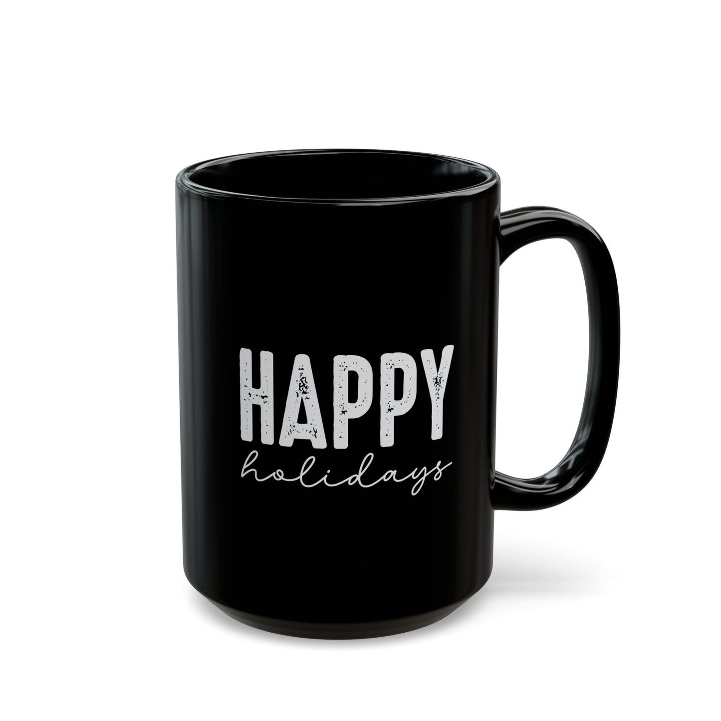 Happy Holidays Mug – Minimalist Christmas Coffee Cup – Simple Gift for Women & Men