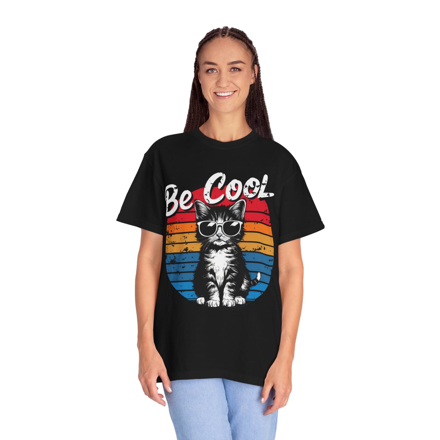 Be Cool Retro Cat Unisex T-Shirt – Vintage 80s Style Graphic Tee for Cat Lovers