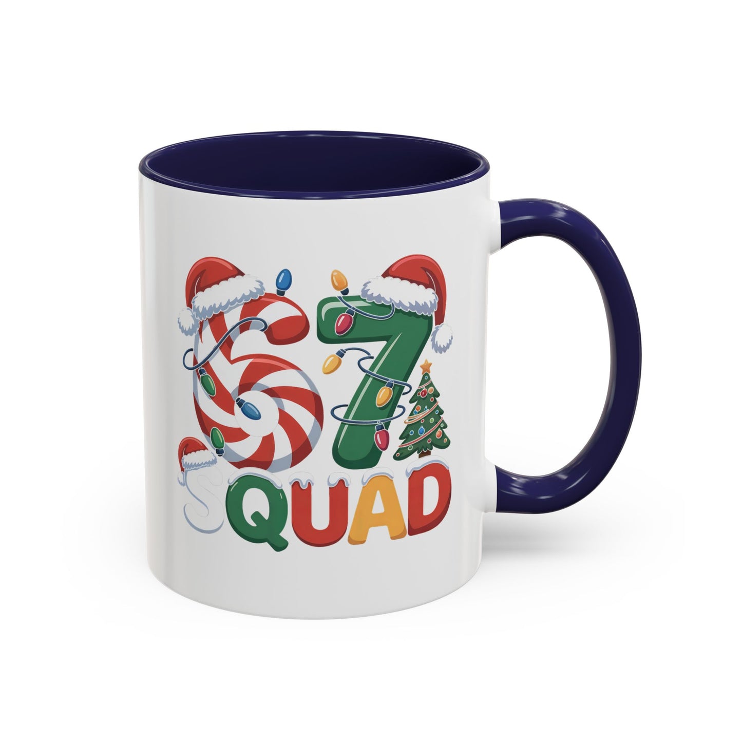 Christmas 07 Squad Accent Coffee Mug – Holiday Candy Cane & Santa Hat Design