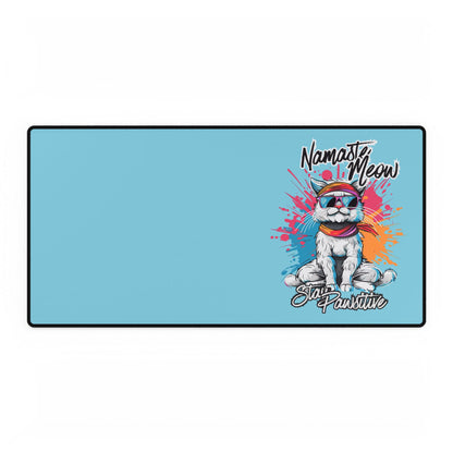 Namaste Meow Yoga Cat Desk Mat — Large Mousepad for Home Office, Gaming, & Meditation