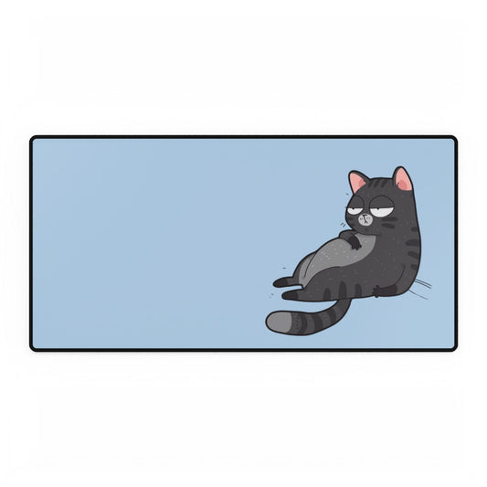 Lazy Cat Desk Mat — Cute Blue Gaming & Office Mouse Pad