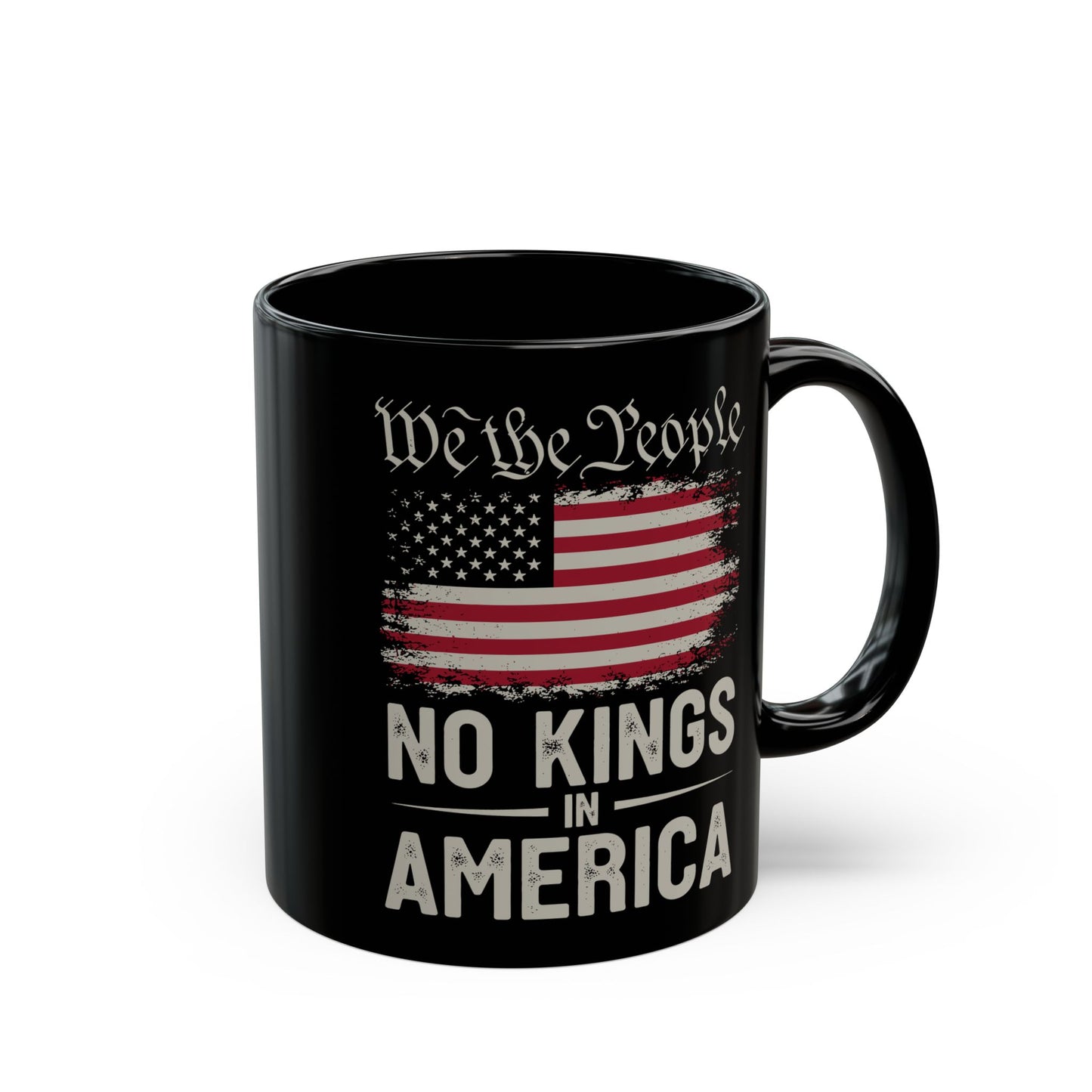 We The People No Kings in America Mug – Patriotic Coffee Cup – Vintage USA Flag Gift