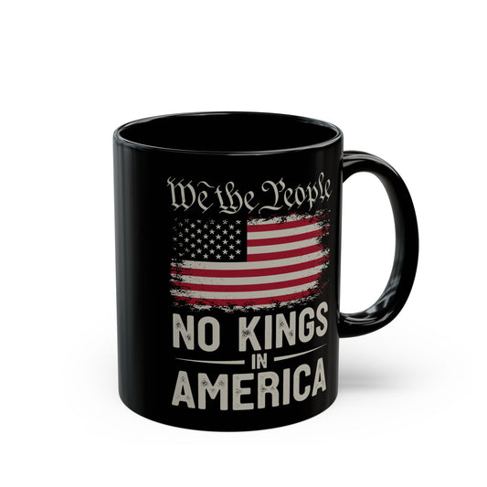 We The People No Kings in America Mug – Patriotic Coffee Cup – Vintage USA Flag Gift