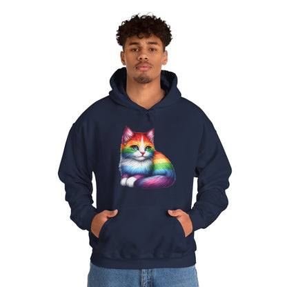 Rainbow Cat Hoodie — Colorful Pride Kitten Pullover