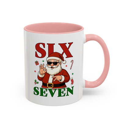 Accent Coffee Mug — 'SLX SEVEN' Cool Santa Christmas Mug (11/15oz)
