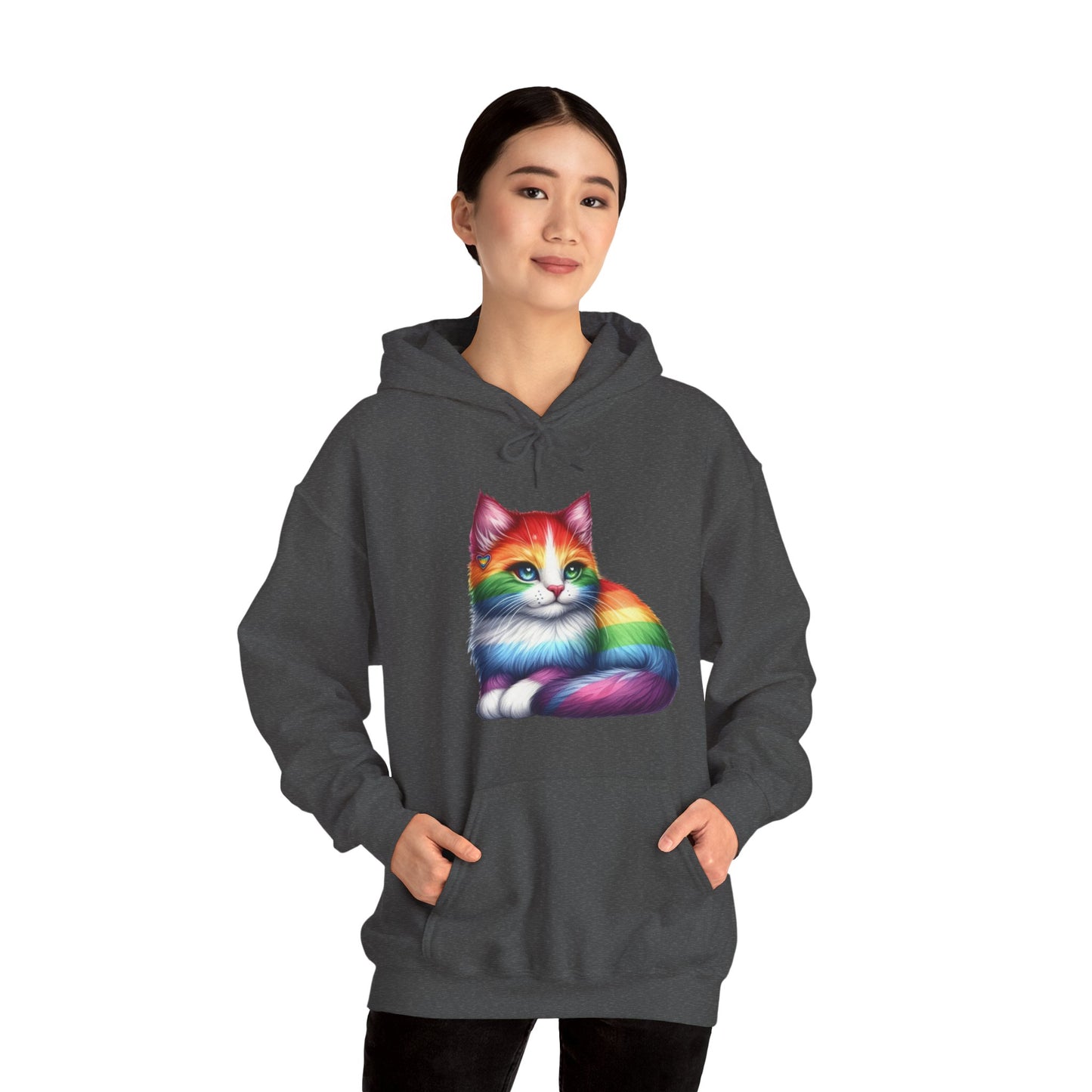 Rainbow Cat Hoodie — Colorful Pride Kitten Pullover