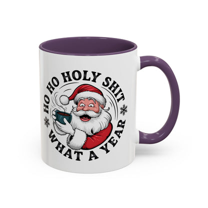 Funny Santa Christmas Mug – Ho Ho Holy Shit What a Year Holiday Coffee Cup