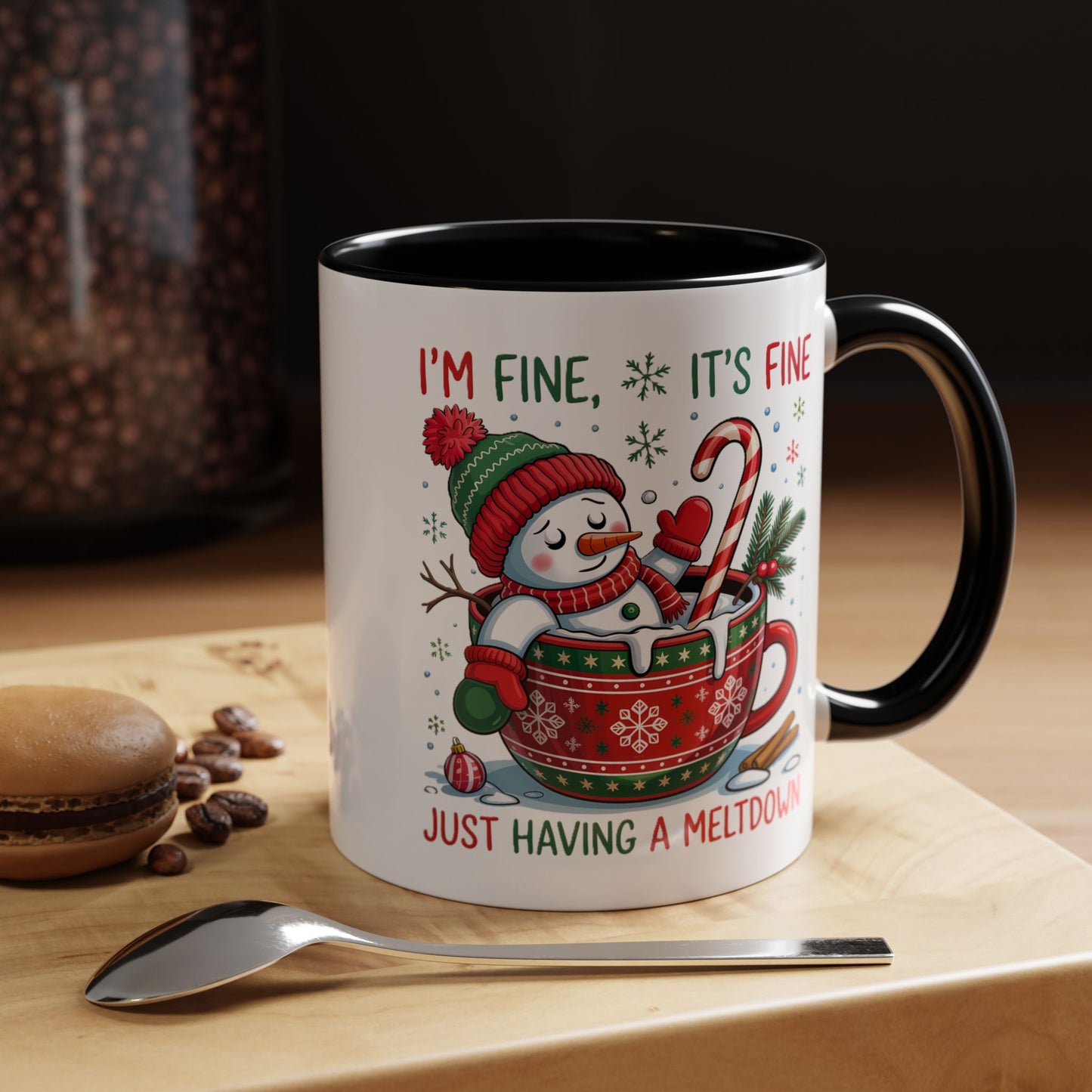 Funny Snowman Christmas Mug – I’m Fine, It’s Fine, Just Having a Meltdown Holiday Cup
