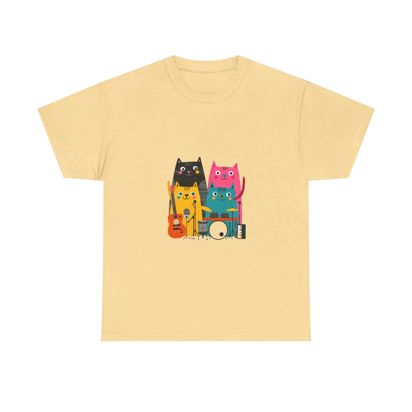 Band Cats T-Shirt – Colorful Cat Music Graphic Tee