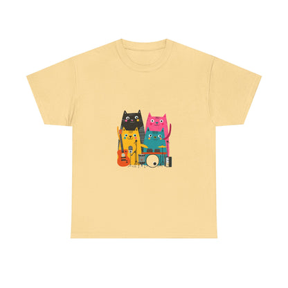 Band Cats T-Shirt – Colorful Cat Music Graphic Tee