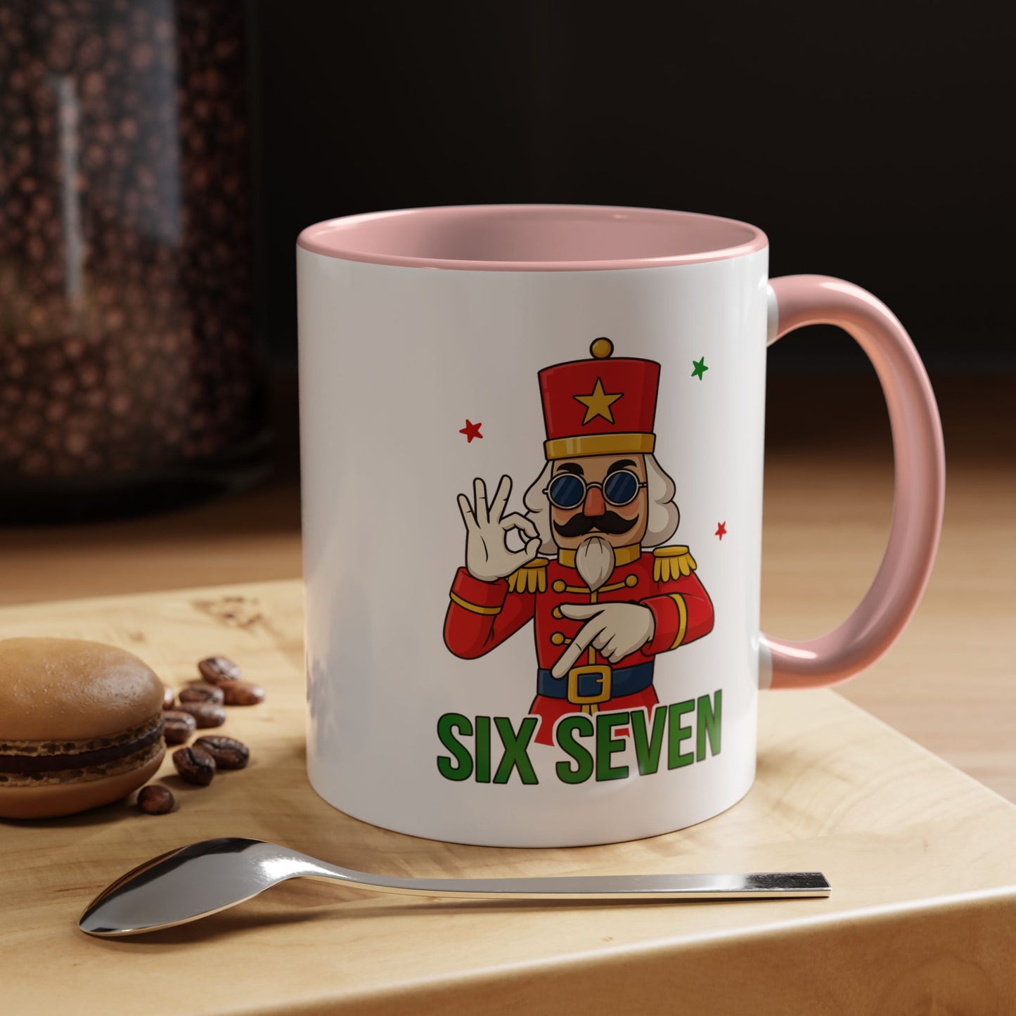 Six Seven Nutcracker Coffee Mug — Holiday Military Band Graphic Accent Mug (11/15oz)