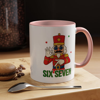 Six Seven Nutcracker Coffee Mug — Holiday Military Band Graphic Accent Mug (11/15oz)