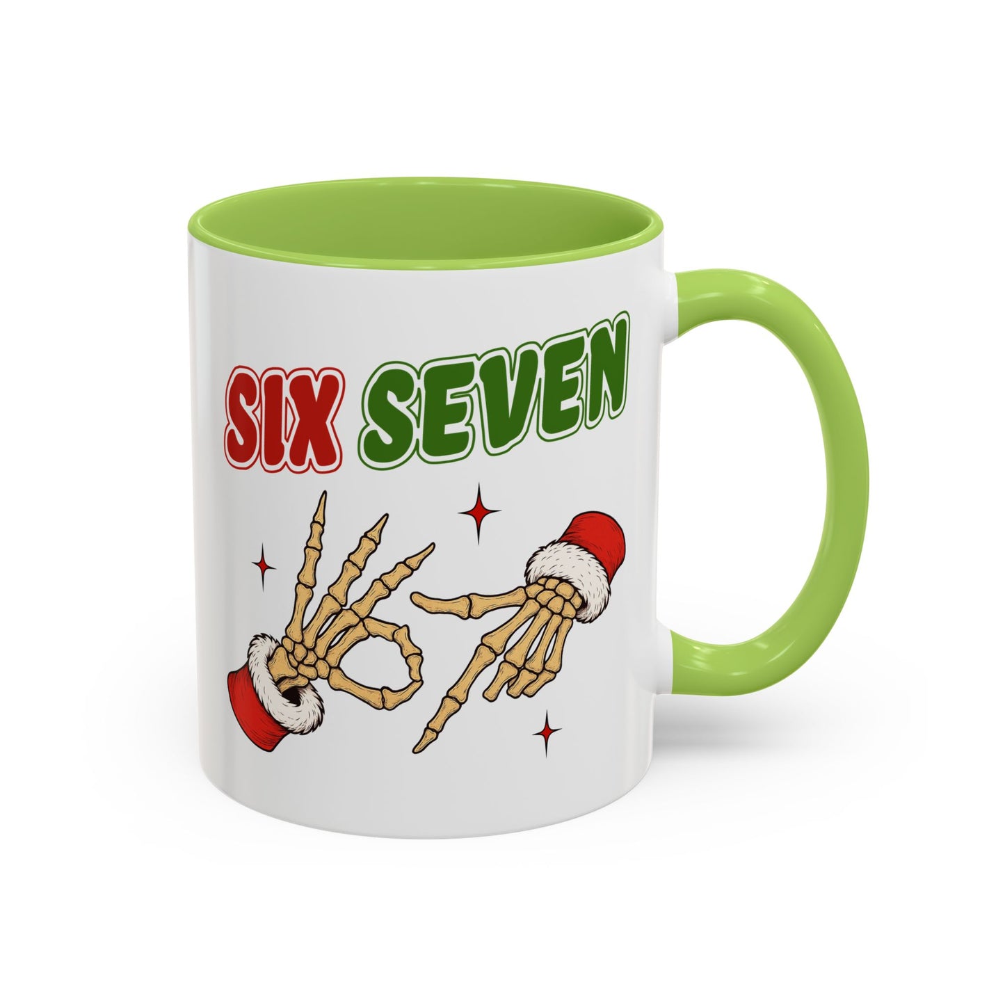 Six Seven Holiday Accent Coffee Mug — Festive Skeleton Hand Christmas New Year Gift (11/15oz)