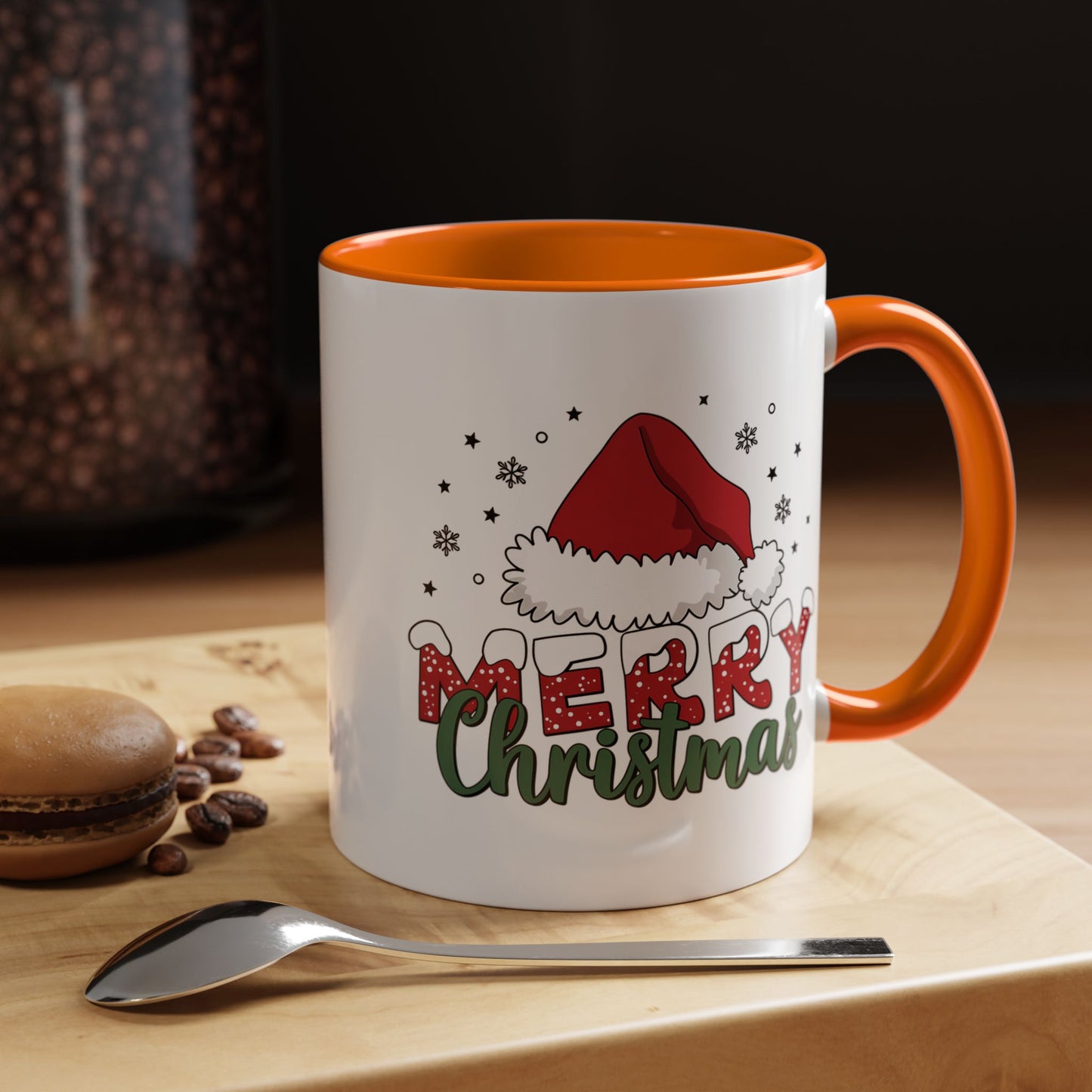 Merry Christmas Accent Coffee Mug — Holiday Santa Hat 11/15oz