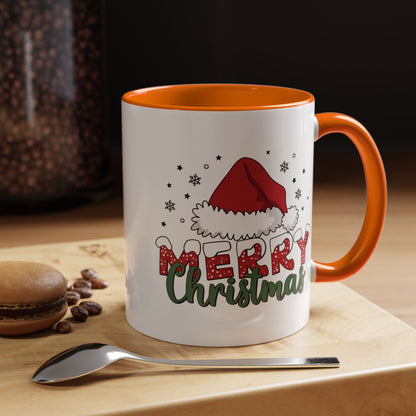 Merry Christmas Accent Coffee Mug — Holiday Santa Hat 11/15oz