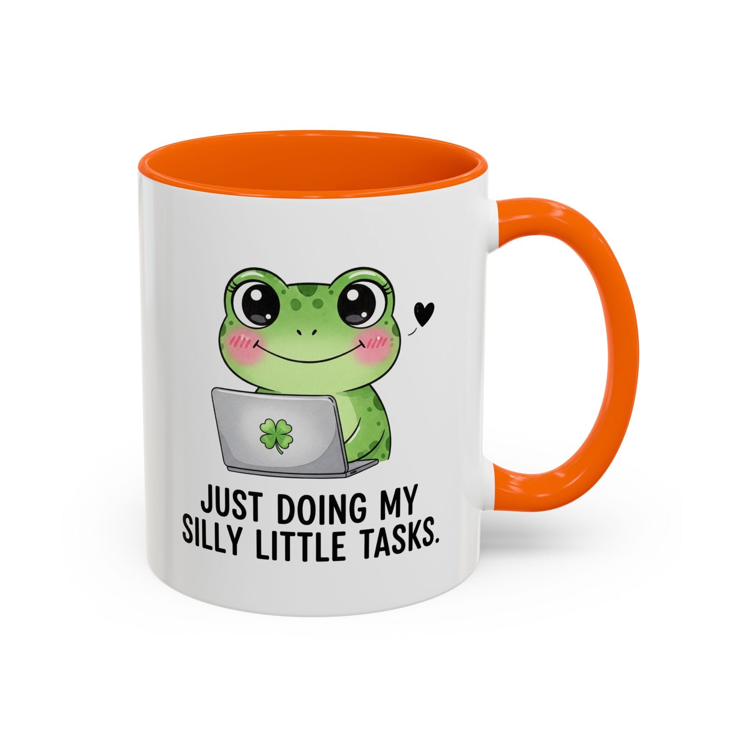Cute Frog Coffee Mug — "Just Doing My Silly Little Tasks" Accent Mug