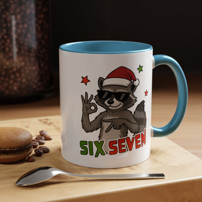 Christmas Raccoon Coffee Mug — 'Six Seven' Holiday Accent Mug (11/15 oz)