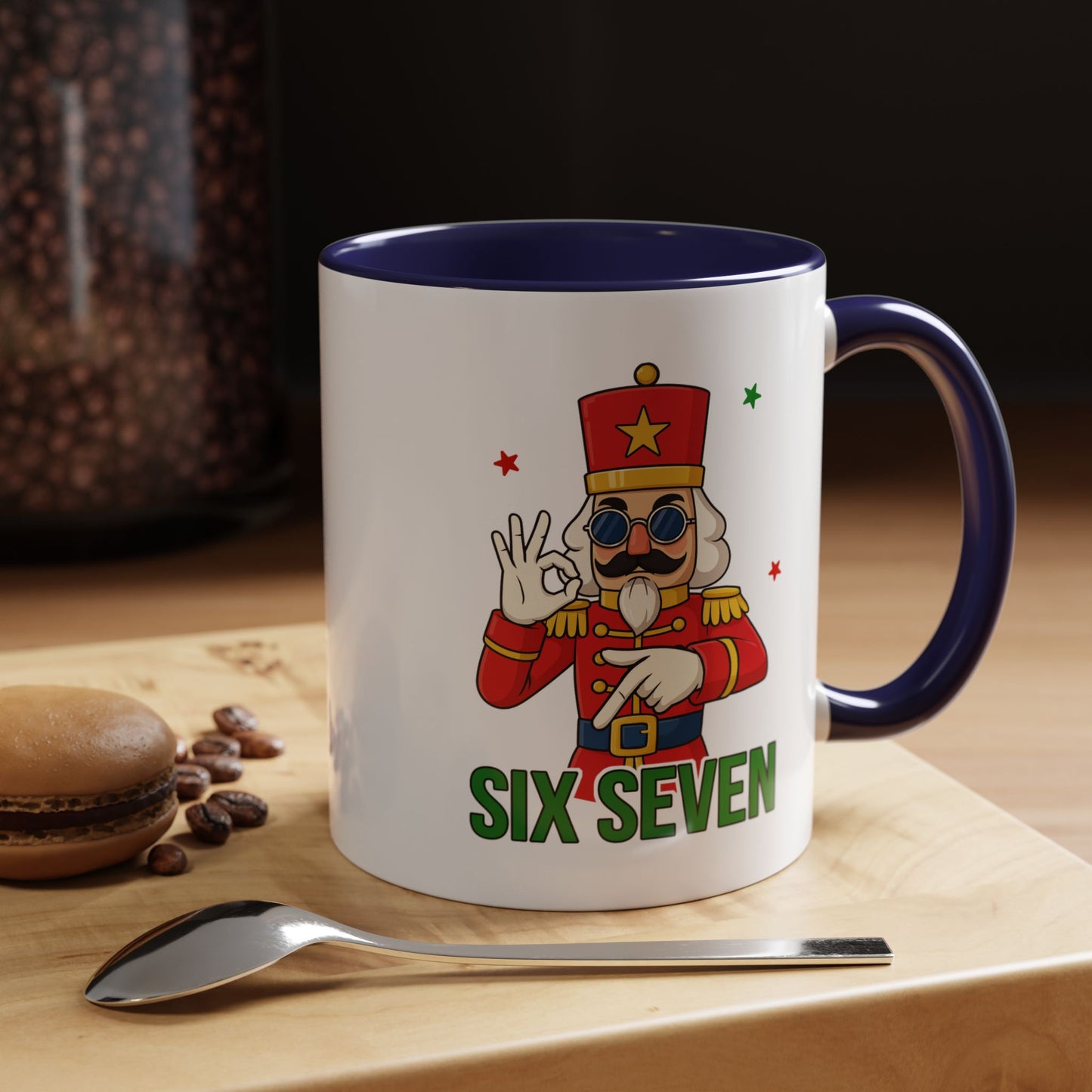 Six Seven Nutcracker Coffee Mug — Holiday Military Band Graphic Accent Mug (11/15oz)