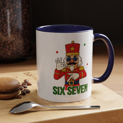 Six Seven Nutcracker Coffee Mug — Holiday Military Band Graphic Accent Mug (11/15oz)