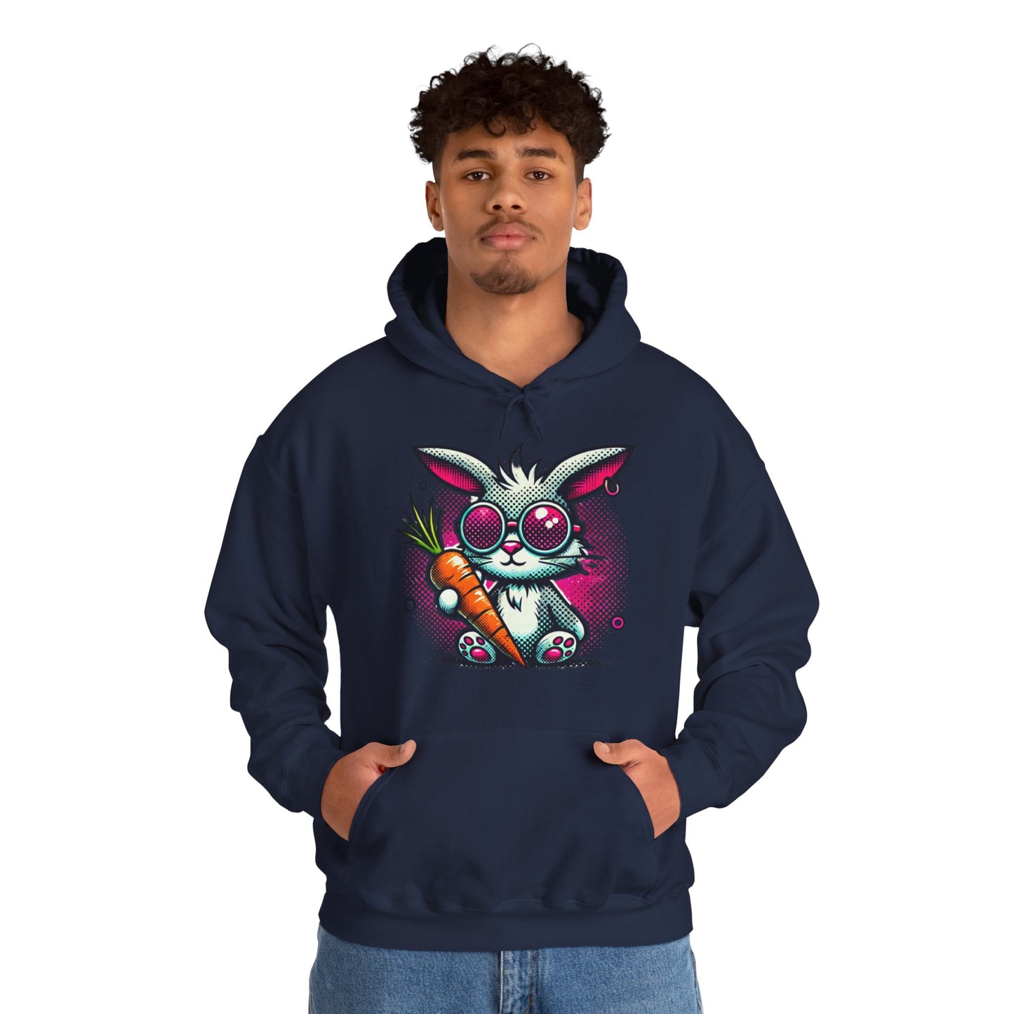 Bunny With Carrot Hoodie – Cute Neon Bunny Graphic Sweatshirt