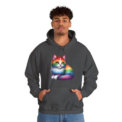 Rainbow Cat Hoodie — Colorful Pride Kitten Pullover
