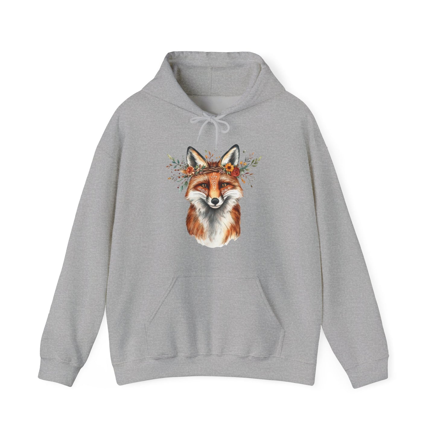 Fox Face Floral Hoodie — Watercolor Fox Portrait Sweatshirt for Animal Lovers