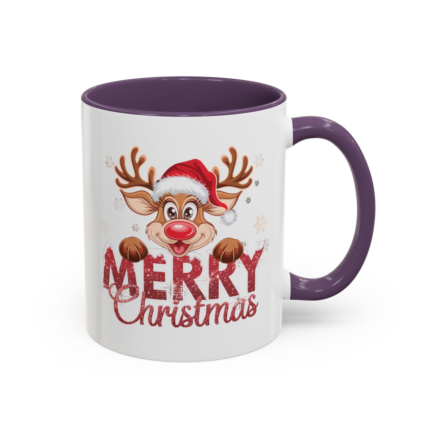 Merry Christmas Reindeer Accent Coffee Mug — Festive Holiday 11/15oz