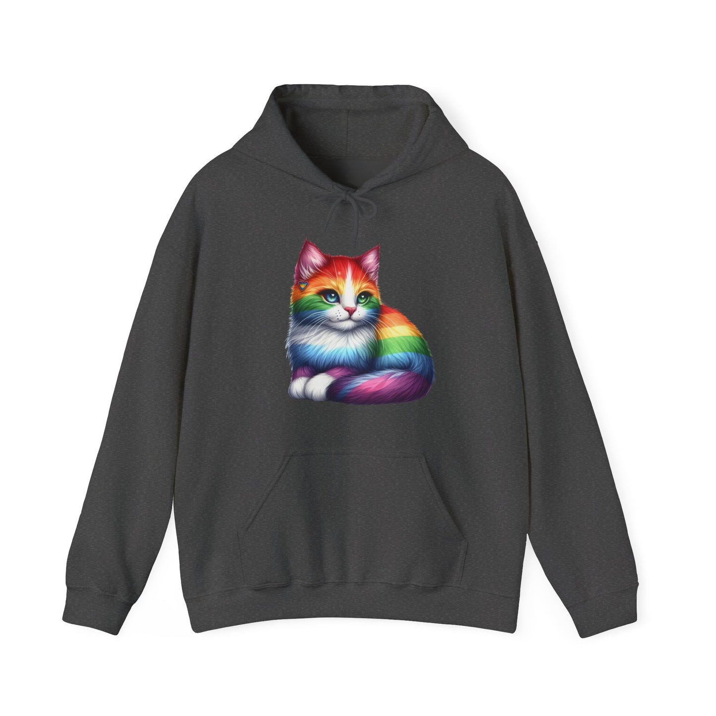 Rainbow Cat Hoodie — Colorful Pride Kitten Pullover