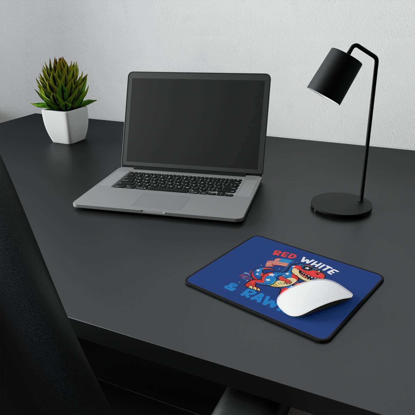 Patriotic T-Rex Mouse Pad — "Red White & RAWR!" Non-Slip Gaming Desk Pad