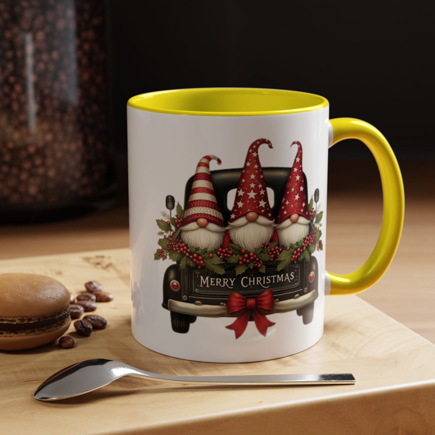 Christmas Gnome Mug – Cute Gnomes in Vintage Truck – Merry Christmas Holiday Coffee Cup – Cozy Winter Gift
