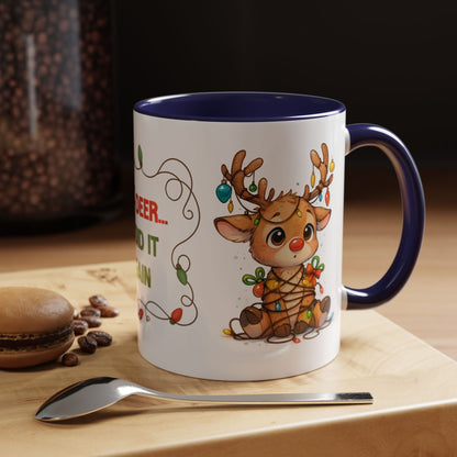 Oh Deer I Did It Again – Cute Christmas Reindeer Mug, Holiday Lights Coffee Cup (11oz/15oz)