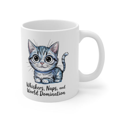 Whiskers Naps and World Domination Cute Cat Mug