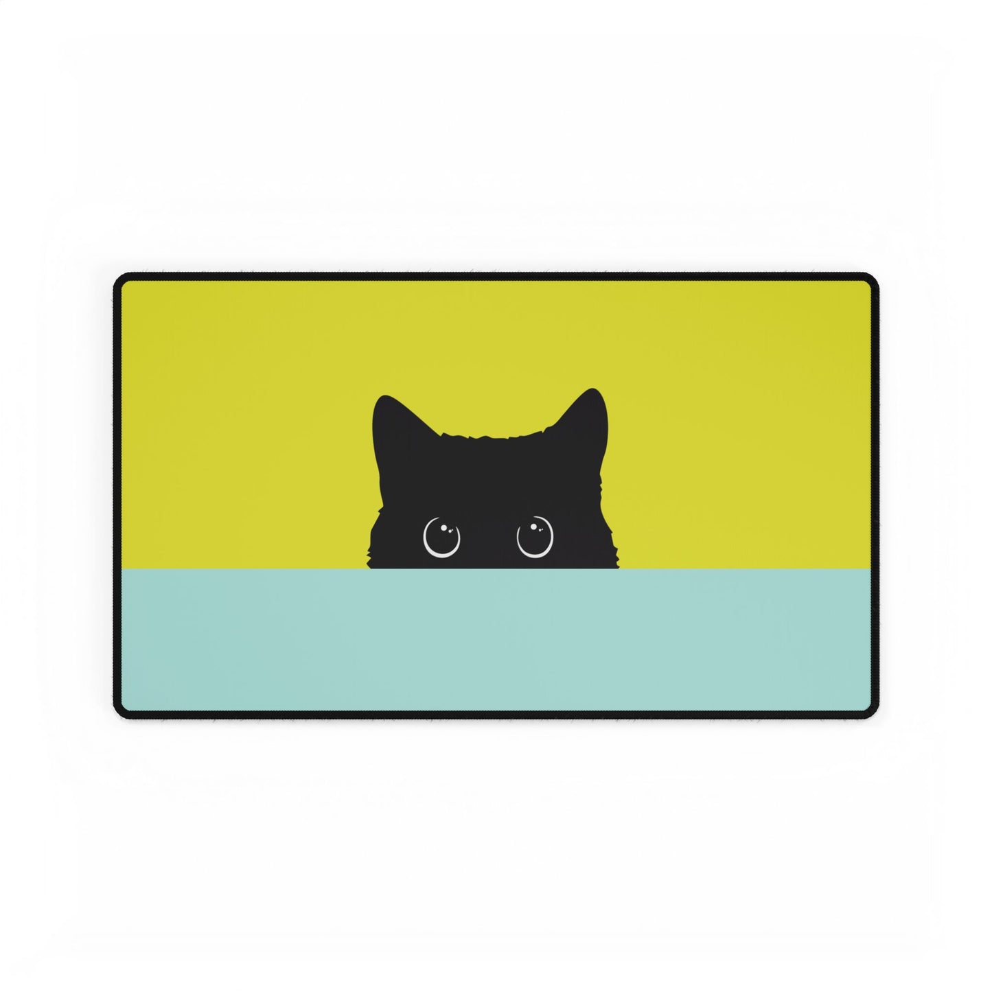 Cat Peek Desk Mat — Cute Black Cat Mouse Pad for Office & Home