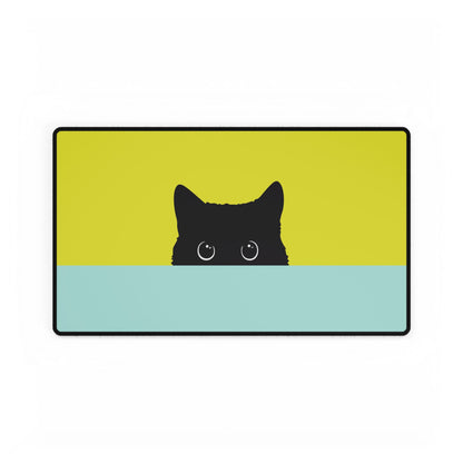 Cat Peek Desk Mat — Cute Black Cat Mouse Pad for Office & Home