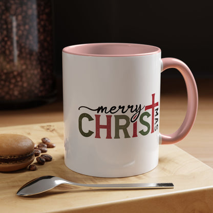Merry Christmas Accent Coffee Mug - Festive Religious Christmas New Year Gift (11/15oz)