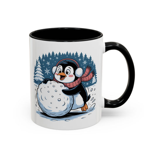 Cute Penguin Winter Mug Christmas Snowball Holiday Coffee Cup
