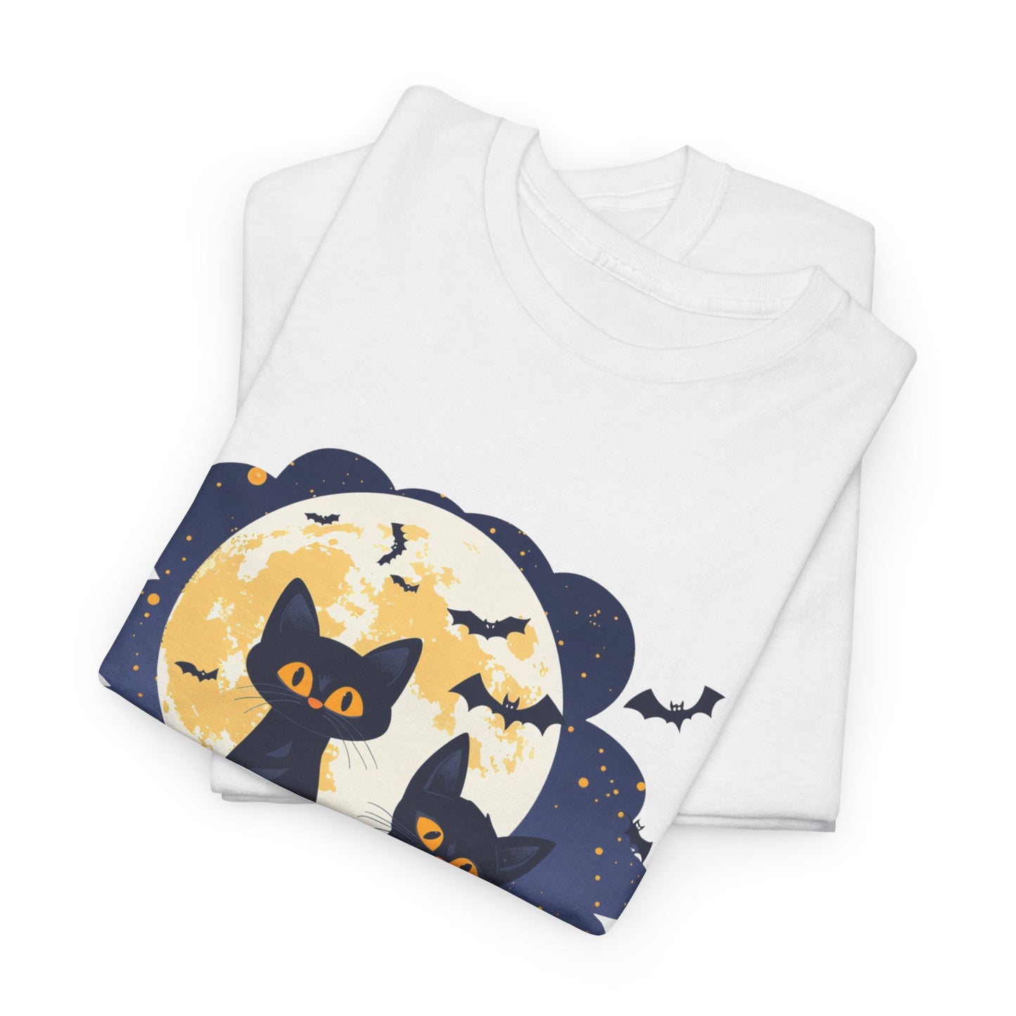 Spooky Cat Halloween Tee, Unisex Cotton T-Shirt, Cats, Halloween Gift