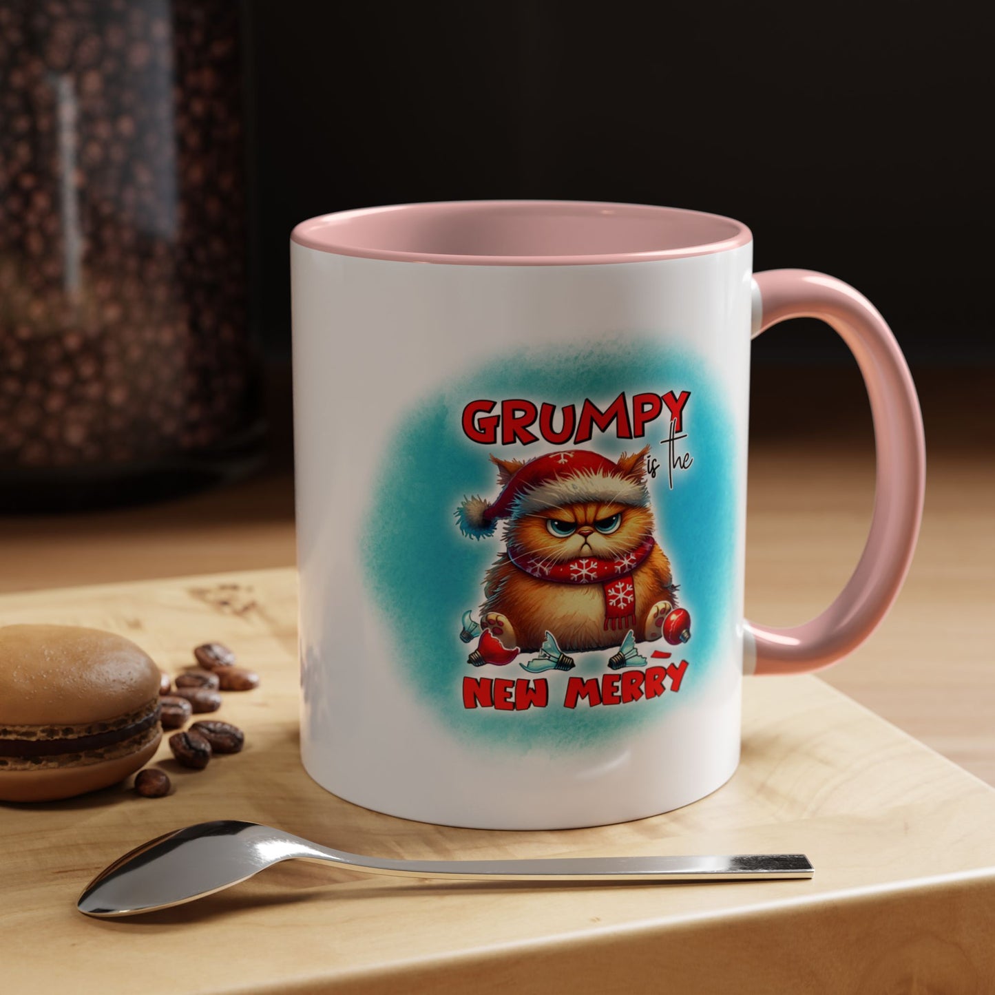 Grumpy But Merry Holiday Cat Accent Coffee Mug (11/15oz)