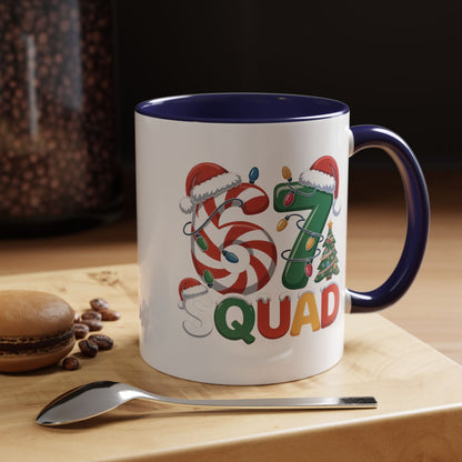 Christmas 07 Squad Accent Coffee Mug – Holiday Candy Cane & Santa Hat Design