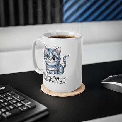 Whiskers Naps and World Domination Cute Cat Mug