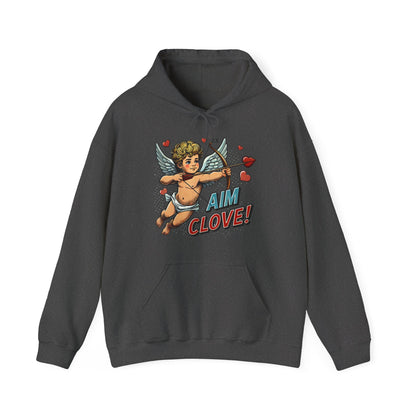 Cupid Graphic Hoodie - 'Aim Clove!' Vintage Valentine Cherub Sweatshirt