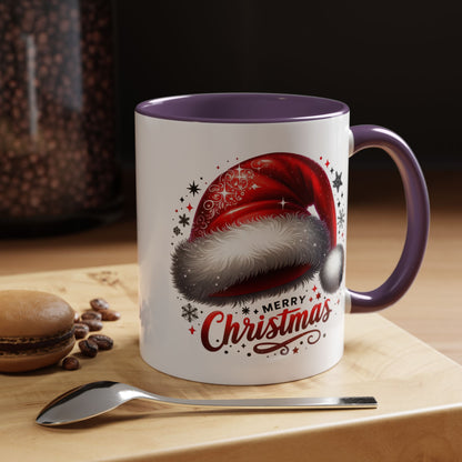 Merry Christmas Mug – Santa Hat Coffee Cup – Festive Holiday Red & White New Year Gift Mug