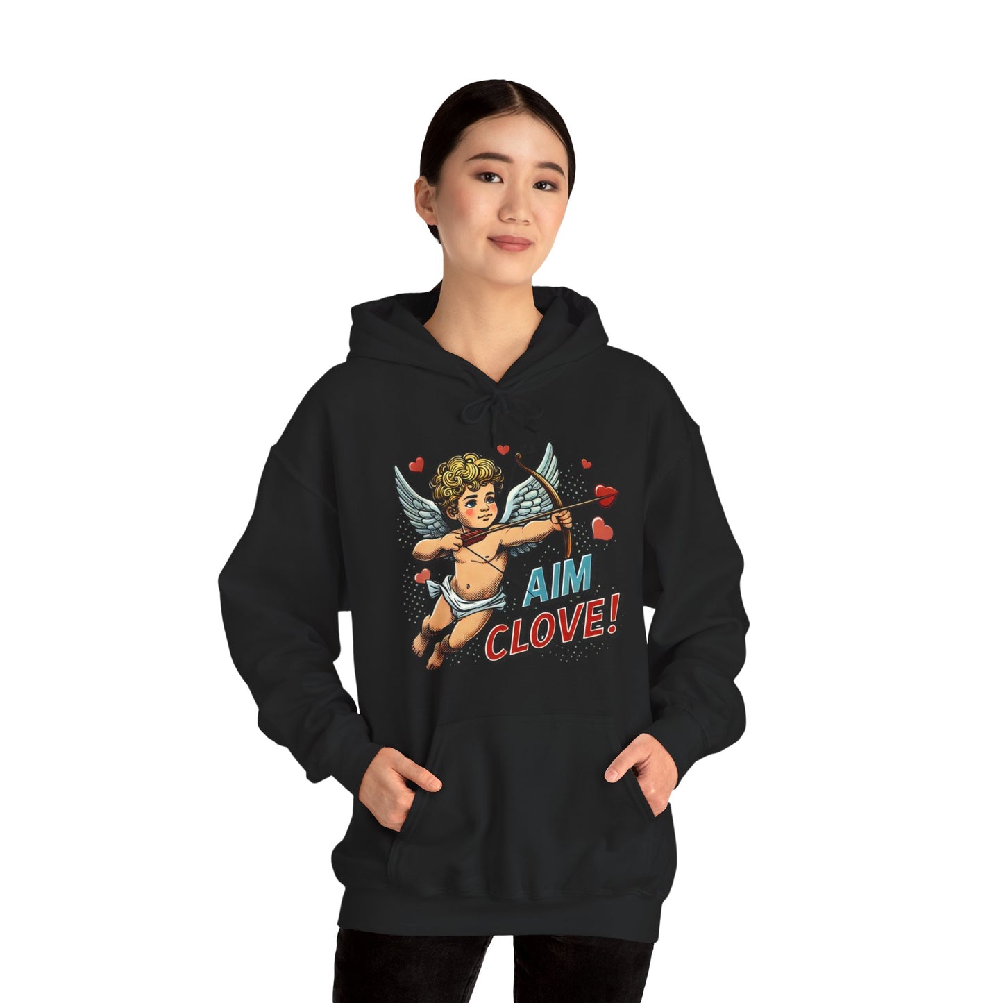 Cupid Graphic Hoodie - 'Aim Clove!' Vintage Valentine Cherub Sweatshirt