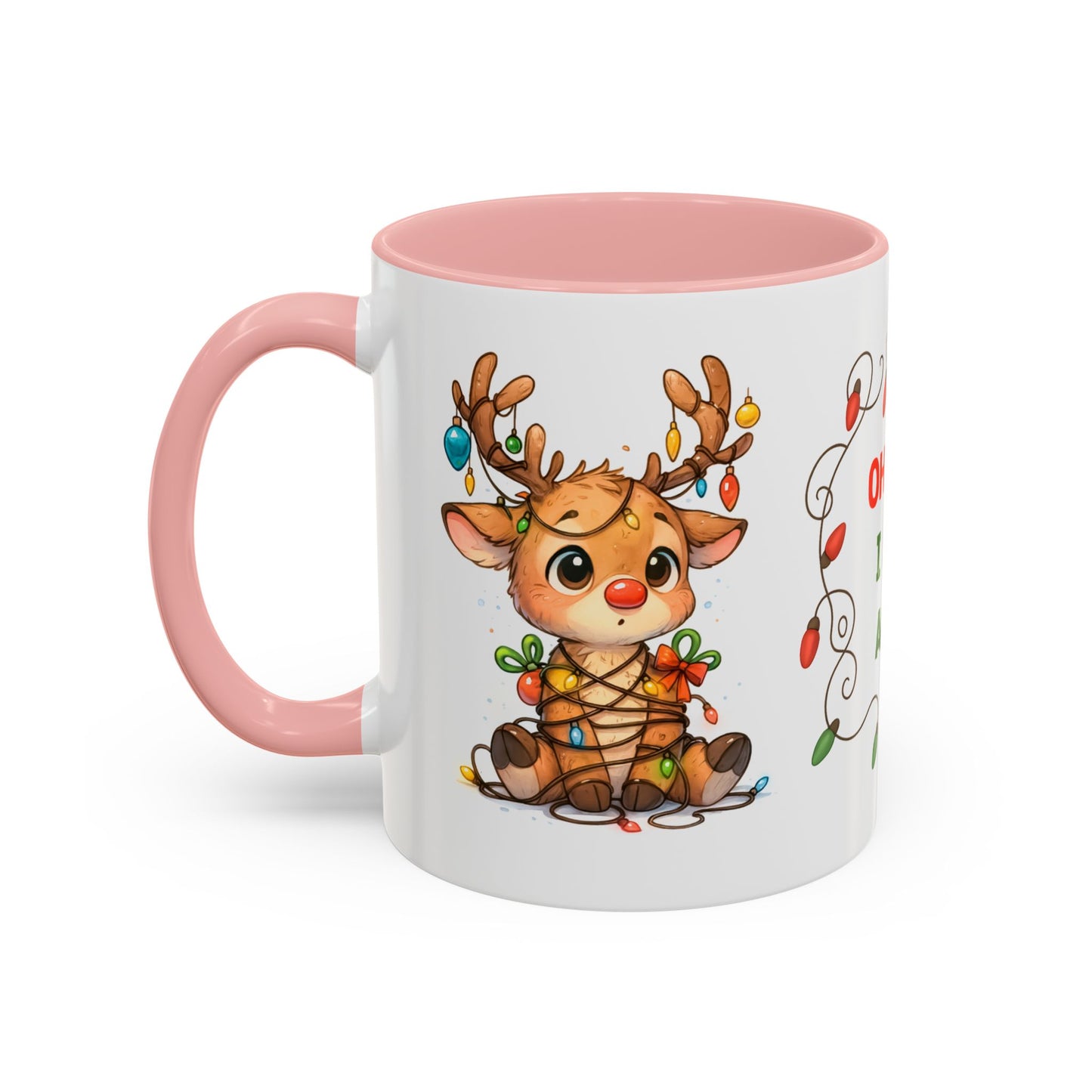 Oh Deer I Did It Again – Cute Christmas Reindeer Mug, Holiday Lights Coffee Cup (11oz/15oz)