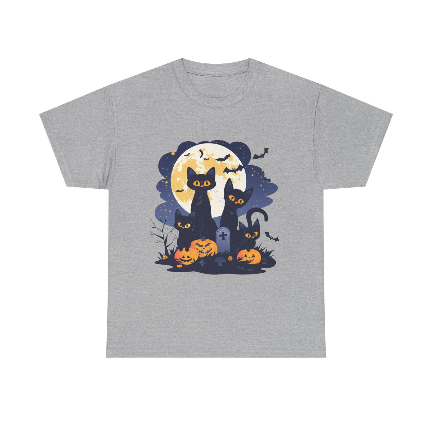 Spooky Cat Halloween Tee, Unisex Cotton T-Shirt, Cats, Halloween Gift