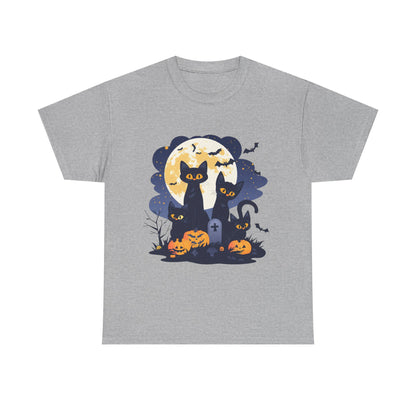 Spooky Cat Halloween Tee, Unisex Cotton T-Shirt, Cats, Halloween Gift