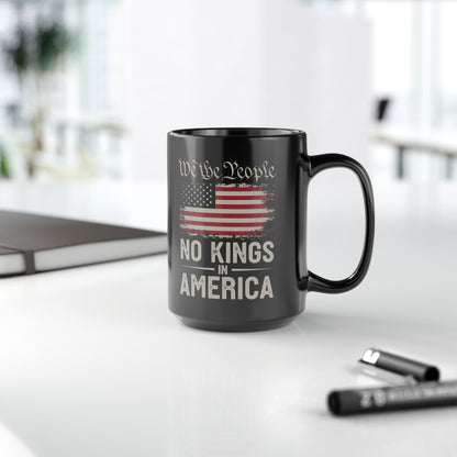 We The People No Kings in America Mug – Patriotic Coffee Cup – Vintage USA Flag Gift